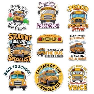 Imagem de 10 adesivos de ônibus escolar – Adesivos engraçados de motorista de ônibus escolar para laptop, garrafa de água, refrigerador, caderno – presente para motoristas de ônibus, professores, estudantes