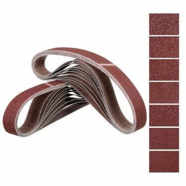 Imagem de Kozelo 21 peças de correias de lixamento 1-1/2 x 30 polegadas 40/60/80/120/150/240/400 grão lixa abrasiva de óxido de alumínio para moagem de metal madeira trabalho rebarbação solda ferrugem remoção