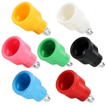 Imagem de EZALOR 7 peças de proteção de bocal de lavadora de pressão, pontas de arruela elétrica com capa protetora de borracha atualizada, pontas de lavadora de pressão de aço inoxidável com conexão rápida de