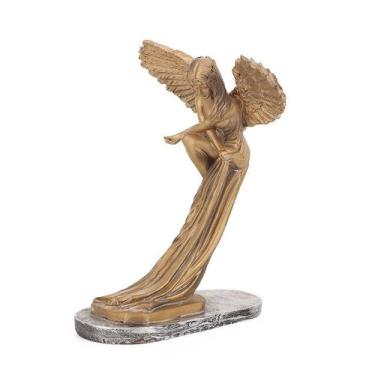 Imagem de Estatuetas de resina, estátuas de anjo dourado, asa ajoelhada de 18 cm