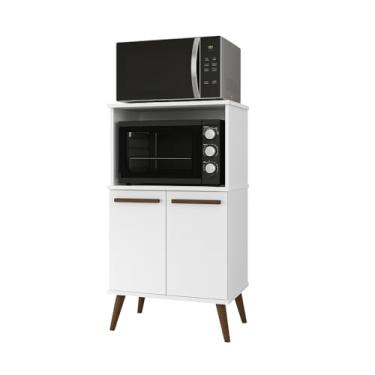 Imagem de Paneleiro Torre Quente para Microondas e Forno 2 Portas Cozinha Organizadora Eletrodoméstico Armário,aparador buffet(BRANCO)