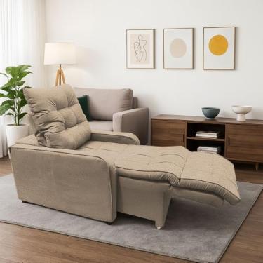 Imagem de Poltrona Graça Cadeira Papai Mamãe Idoso Reclinável E Retrátil Capuccino Boucle