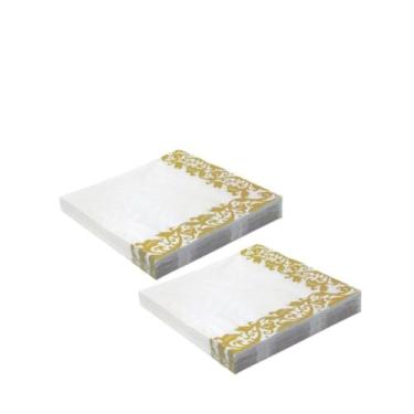 Imagem de Kit 30 Itens Festa Dourada Descartável - Pratos, Copos, Guardanapos | Perfeitos para o Natal(40 Guardanapos Gold)