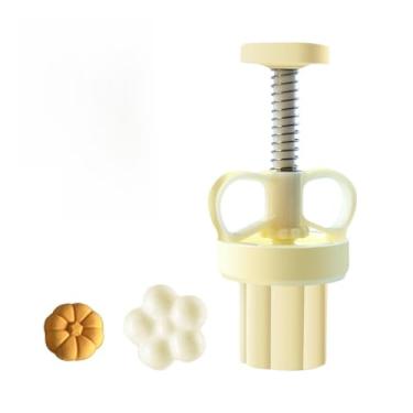 Imagem de Conjunto para moldar chocolate com prensa para massa, incluindo um cortador em forma de abóbora, para confecionar biscoitos caseiros e decorar sobremesas.