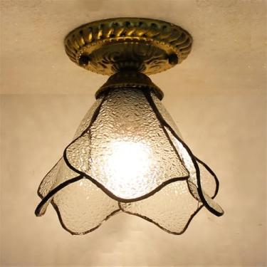 Imagem de Luminária de teto contemporânea LED estilo retrô americano para sala de estar, restaurante, quarto, casa de campo, hotel, corredor, café, bar, decoração em vidro colorido (Estilo 23)