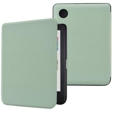 Imagem de Capa para Kobo Clara BW (modelo N365)/Clara Color (modelo N367)/Clara 2E 15.2 cm, capa protetora de couro PU premium ultrafina e leve com função hibernar/despertar automática, verde agave