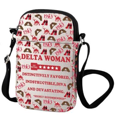 Imagem de VAMSII Bolsa tiracolo 1913 Sorority Red Elephant Gift The BaDST EST 1913 Canvas Shopping Bag for Sorority Sisters, Delta Woman