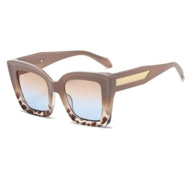 Imagem de HCPIHF Óculos de sol vintage masculino, óculos da moda, uv400, gradiente feminino (café, marrom, azul)