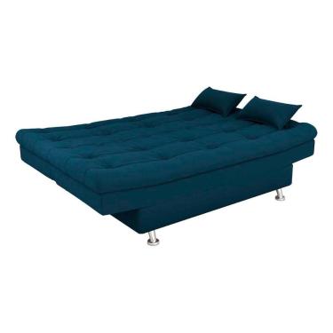 Imagem de Sofá Cama 3 Lugares Com Pillow Reclinável 190 Larg Salomé Matrix Veludo Azul