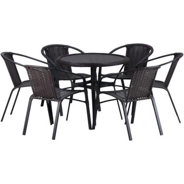 Imagem de 6 Cadeiras E Mesa Floripa Tampo Tramado Alumínio Trama Cappuccino