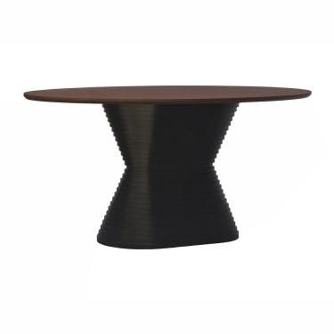 Imagem de Mesa De Jantar Apollo Tampo Oval 160x90cm Preto-amêndoa