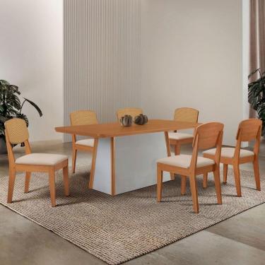 Imagem de Mesa Jantar Diane 180cm Ta Mdf Lam 6 Ca Copper Prem Moderna Veludo Creme//off White