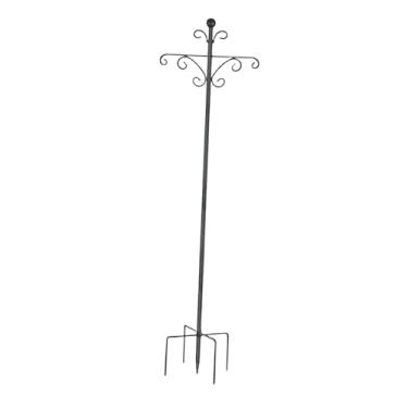 Imagem de Gralara Gancho de pastor para exterior com ganchos duplos, cesto de plantas suspenso para jardim, ferro com base de 5 pontas para lanterna, 61inch