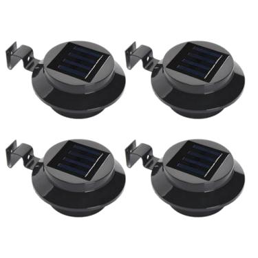 Imagem de Luzes de LED para cerca solar, 4 peças de lâmpadas de parede à prova d'água para ambientes externos, estrutura ABS e alumínio, três modos de instalação, ótimo para varandas e calçadas