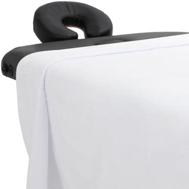 Imagem de Lençol plano ForPro Luxury TerrySoft para mesas de massagem, branco, ultraleve, resistente a manchas e rugas, 152 cm L x 228 cm C