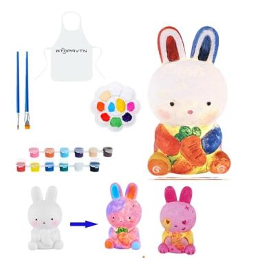 Imagem de WTOPAVTN Kit de pintura faça você mesmo, kit de pintura para crianças de 8 a 12 anos, materiais de arte, aniversário, Páscoa, presente de feriado (coelho)