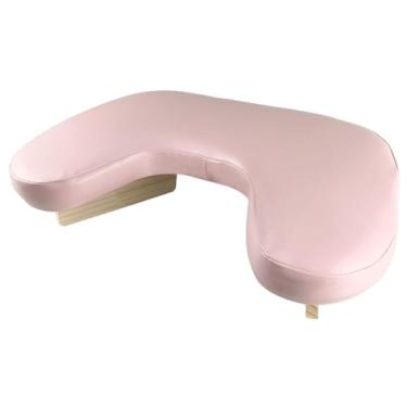 Imagem de Kokiya Apoio de mão inclinado para unhas com revestimento em couro PU, confortável, multifuncional, com base de madeira leve e portátil, Rosa