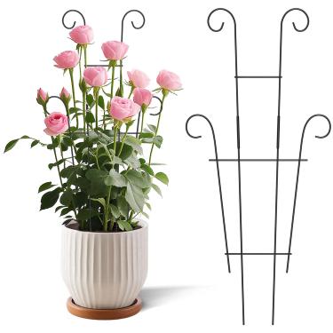 Imagem de Pacote com 2 treliças de plantas de 60 cm mais altas para trepadeiras internas e externas, suporte de plantas de treliça de metal de jardim para vasos de plantas, plantas de casa, trepadeira de flores