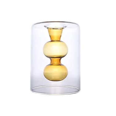 Imagem de Estink Vaso de Vidro de Garrafa de Aromaterapia de Duas Camadas para Plantas Decoração de Terrário Hidropônico Com Design Elegante de Design Curvo para Escritório para Escritório de (2)