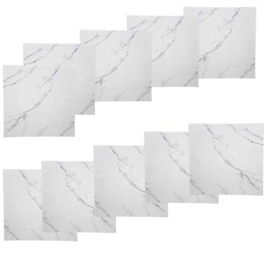 Imagem de Placa Adesiva Marmore Falso Kit 10 Uni Papel Parede Decorativo Sala Estar Banheiro Cozinha Casa Escrito Obra Reforma