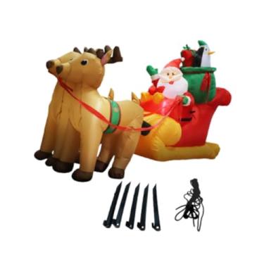 Imagem de KiBcsLic Papai Noel inflável de Natal em trenó com renas, decoração natalina adorável em poliéster para o quintal, 2.2 Milhões