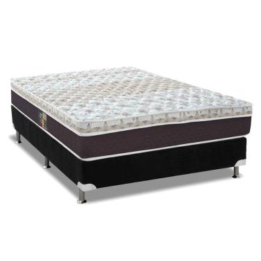 Imagem de Cama Box Casal: Colchão Molas Ensacadas Castor Class Híbrido + Base Crc Suede Black (138x188)