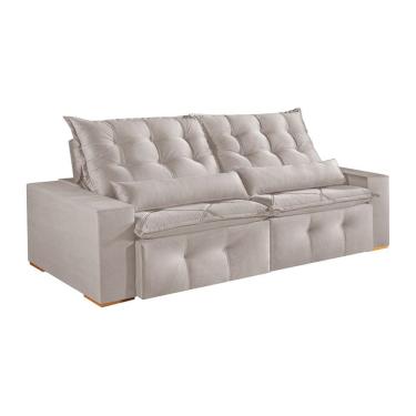 Imagem de Sofá 3 Lugares Retrátil e Reclinável França Veludo Areia 230 cm