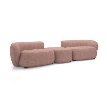 Imagem de Sofá Modular 4 Lugares com Puff Estocolmo Aston WR Blush Salmão 252 cm