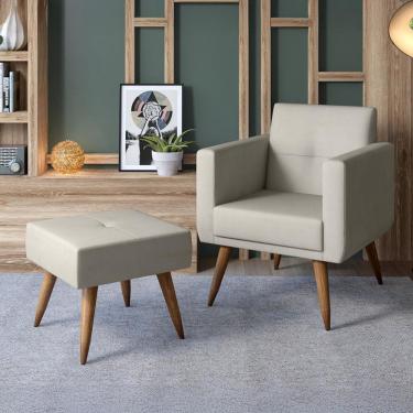 Imagem de Conjunto com 1 Poltrona e 1 Puff Pequim Bege