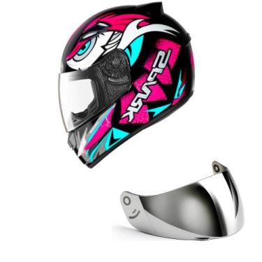 Imagem de Capacete Ebf New Spark Dragon Rosa Mais Viseira Prata, 56