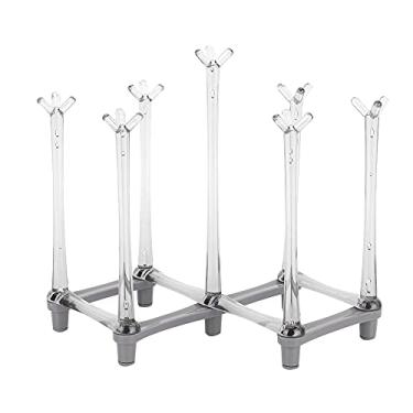 Imagem de Phefop Rack de Secagem de Copos Retrátil, Material PP, Comporta 7 Xícaras, Ideal para Bancada de Cozinha, Escritório, Hotel (Cinza Claro)