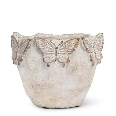 Imagem de Abbott Collection Vaso com bordas de borboleta, pequeno, 14 cm, cinza, cimento