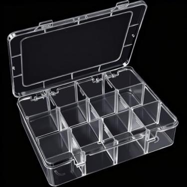 Imagem de DUOFIRE Organizador de contas de plástico transparente, caixa de armazenamento, divisórias ajustáveis, compartimento removível para joias, contas, brinco, recipiente, ferramenta, anzol, acessórios