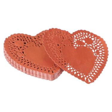 Imagem de YELARXI Doilies de papel, papel de coração, toalha de renda, descartáveis, utensílios de mesa modernos, decorativos a granel – Adequado para bolos/sobremesas/alimentos fritos grelhados assados) 10 cm