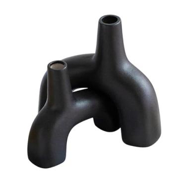 Imagem de Ｂｅｓｇａ 2x Vaso de Cerâmica Arranjo Floral Mesa Ornamento Decorativo Vaso Minimalista Vaso para Mesa Armário Fazenda Interior, Preto