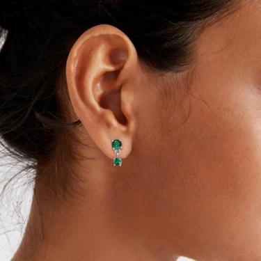 Imagem de Brincos de aço inoxidável 20G com costas planas para mulheres e homens, brinco de cartilagem de zircônia cúbica verde, standard, Aço inoxidável, Sem pedra preciosa