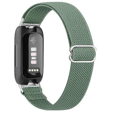 Imagem de Meliya Fitas elásticas para Fitbit Inspire 3 para mulheres e homens, pulseiras esportivas de nylon elástico e ajustáveis macias para Fitbit Inspire 3 Fitness Tracker (verde)
