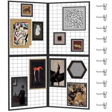 Imagem de RCZSCBK Painel de parede de grade dobrável, 2 peças – Rack de exibição portátil resistente com unidade Z destacável, suporte de chão para lojas de varejo, feiras de artesanato e eventos pop-up