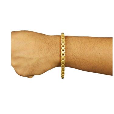 Imagem de Pulseira De Cubinho Elo Duplo 6Mm Moeda Antiga Nao Enferruja