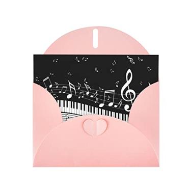 Imagem de Ourdovi Chaves de piano com notas musicais cartões em branco com envelopes coloridos, para todas as ocasiões, aniversários, agradecimento, bebê, casamentos, aniversários, bênçãos.