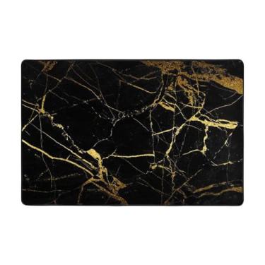 Imagem de ZERAOKE Tapetes de área de papel de parede preto dourado para sala de estar 1,2 x 1,5 m, tapete macio e moderno, tapetes antiderrapantes para decoração de casa, tapete lavável para quarto, jantar,