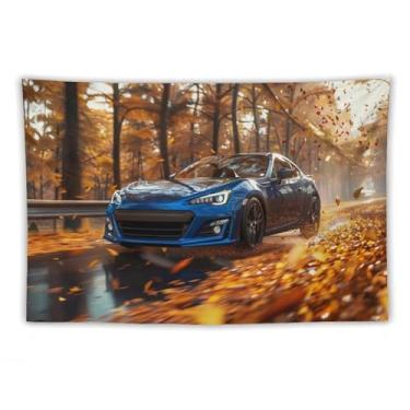 Imagem de HouLaiZhe Tapeçaria de carro Jdm carro brz esportes folhas caídas pendurar na parede quarto decoração de casa tapeçarias estética piquenique decoração de parede arte de parede para dormitório sala de