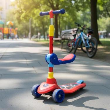 Imagem de Patinete Infantil 2 em 1 com Assento Azul Ajustável Equilíbrio Brinque