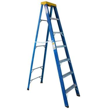 Imagem de Escada Tesoura Premium em Alumínio e Fibra 7 Degraus 2,10 Metros WBert