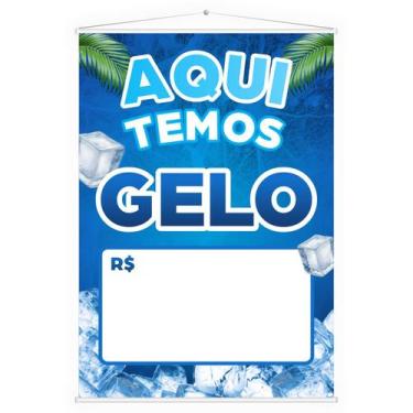 Imagem de Banner Lona Faixa Divulgação Vendas Exibição Temos Gelo Aqui Comércio 