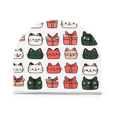 Imagem de xigua Suporte de guardanapo de gato de Natal para mesas, porta-guardanapos de papel de prato acrílico elegante, dispensador de papel de seda independente moderno para jantar, sala de estar, festa420