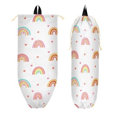 Imagem de xigua Suporte de parede colorido arco-íris para saco de plástico com cordão, 1 pacote, reutilizável para decoração organizadora de sacolas de compras, meias, roupas íntimas e gravatas
