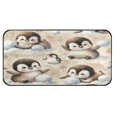 Imagem de Burbuja Tapete de cozinha Penguin 51 x 99 cm, tapete lavável antiderrapante com suporte de borracha, tapete para cozinha, sala de estar, banheiro, decoração de casa