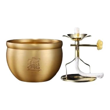 Imagem de FLCPJGV Suporte para Lâmpada de Ghee em Cobre, Suporte para Lâmpada de óleo, Suporte para Lâmpada de Manteiga, Oferenda de Buda, Suporte para Vela Tealight Pa, Estilo B