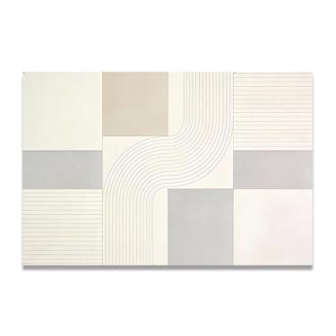 Imagem de Minimalismo geométrico Arte em tela minimalista: Serenidade tons neutros grande área em branco para decoração de espaço calmo 30 x 45 cm sem moldura